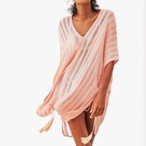 Cupshe Peach Pink Sheer Knit Tassel Swim Coverup